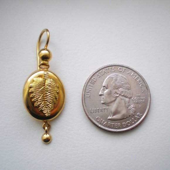 Antique Vintage Russian Soviet USSR 18K 750 Yellow Gold Dangle Drop EARRINGS - Picture 4 of 7